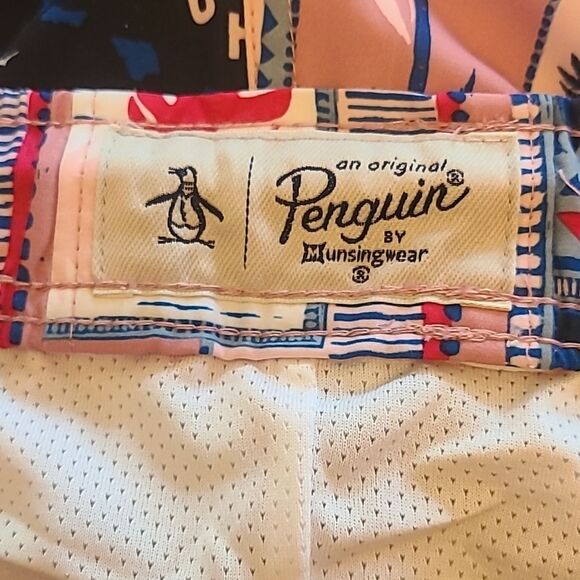 Penguin Drawstring Colorful Surfboard Print Swim Shorts Size XXL - Picture 9 of 12
